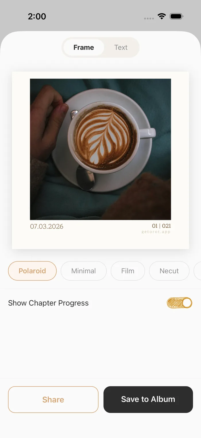 Turning a moment into a share card